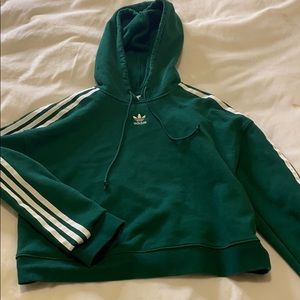 Adidas small green crop top hoodie